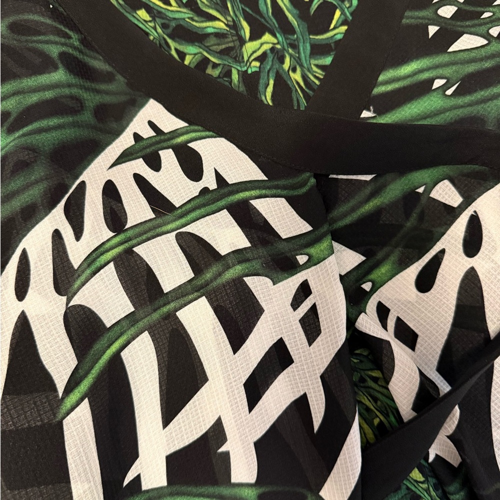 Proenza Schouler Resort 2014 Airbrush Monstera Printed Chiffon Dress Size 4 NWT - Picture 6 of 8